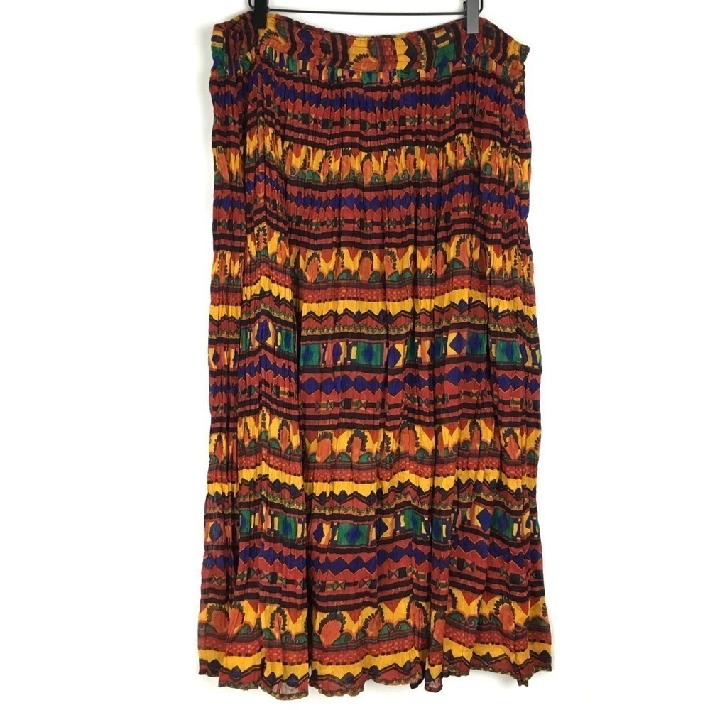 VINTAGE Maxi Circle Skirt African Drawstring Bead Tie Carolina Colours Medium - Picture 5 of 8
